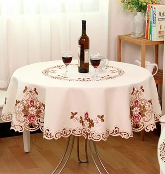 

&209 220cm/86inch European garden round table cloth hotel cloth embroidery tablecloth voile ornament table mat 220
