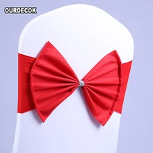 50 шт./партия, Эластичный Бант из страз, лайкра спандекс стул, лента, удобный Свадебный Банкетный Декор