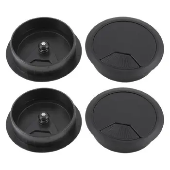 

New and Hot Promotion ! Computer Desk Plastic Grommet Wire Hole Cap Cable Cover 80mm Black 4 Pcs