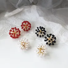 Корейский простой жемчужный INS цветок Одуванчик женщина девушки серьги гвоздики модные ювелирные изделия праздник-KQQE