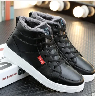 

2018 NEW Ankle boots men black large siae 6-11.5 winter boots men shoes warm fur snow boots men wear-resistant Snow Boots