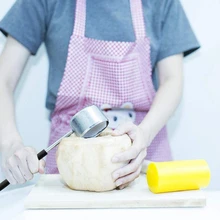 Stainless steel Coconut Opener Set With Wooden Hammer Enjoy Delicious Coconut Meat Coconut Juice Simple Convenient High Quality