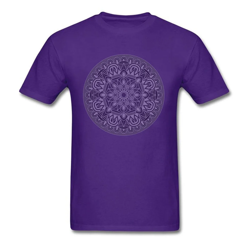 Flower Mandala 2 Graphic Short Sleeve Normal T Shirts 100% Cotton Crew Neck Mens Tops Shirt Printing Tshirts Thanksgiving Day Flower Mandala 2 purple