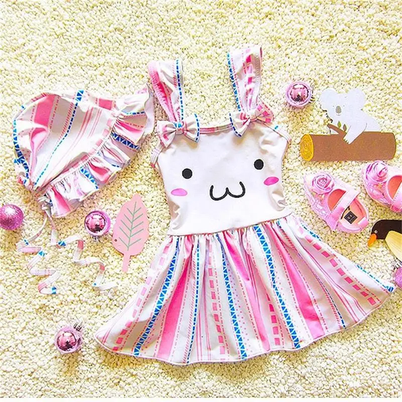 

Lovely Cartoon Rabbit Kids Swimsuit Baby Swimwear Children Swimming Girls One-pieces Infant Bath Suit Beachwear 2-9years