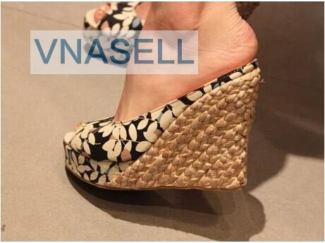 Бесплатная доставка новый высокий каблук босоножки на танкетке обувь модная женская одежда стильные комнатные тапочки европейские размер...