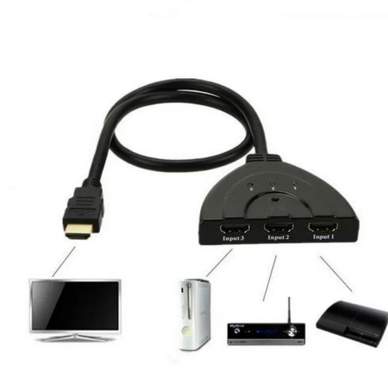 

3 Port HDMI Switch 3 IN 1 OUT 1080P Hub V1.4B HDMI Switch Switcher Splitter Adapter Cable For HDTV XBOX PS3
