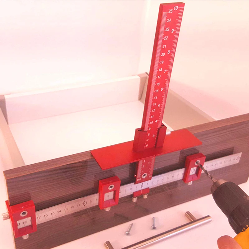 

Strong And Durable Aluminum Alloy Punching Locator Guide Woodworking Tool Drilling Hole Adjustable T-type Ruler