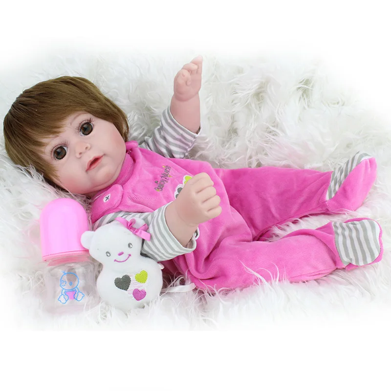 16 &quotReborn babies полностью силиконовые куклы bebe alive розовая одежда menina bathe playmate