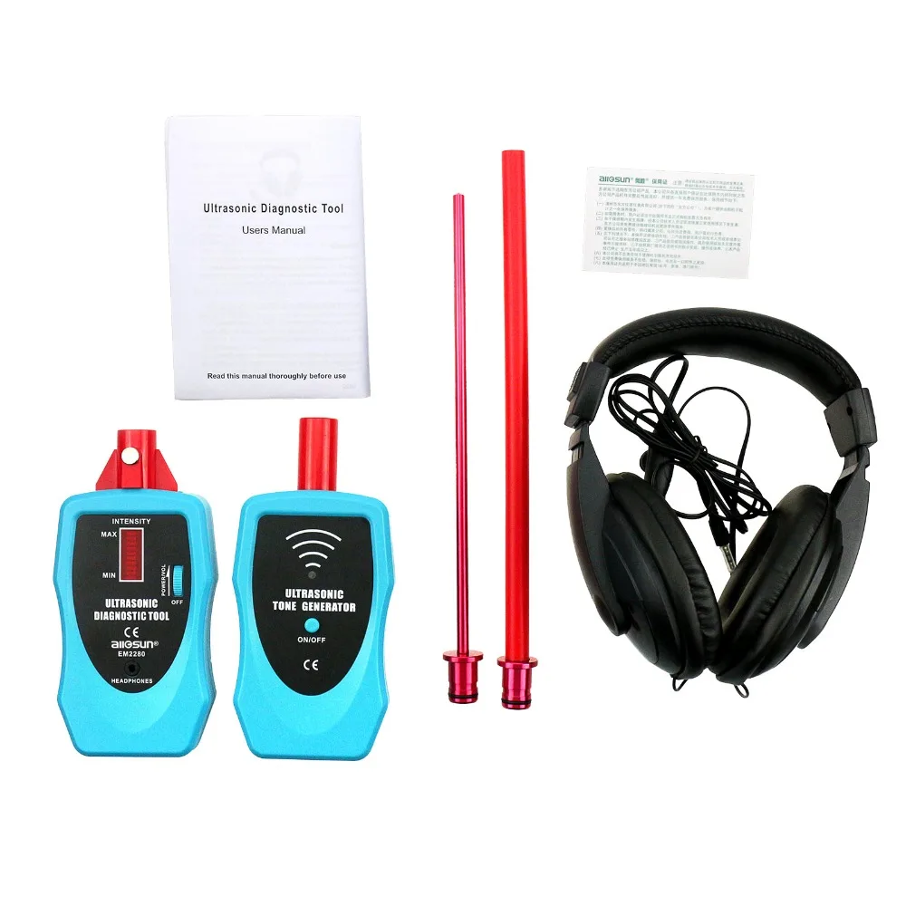 all-sun EM2280 Ultrasonic diagnostic Mechanical Wear Leak Detector Leak Detection Kits Anodized aluminum probes Sound Trap 5