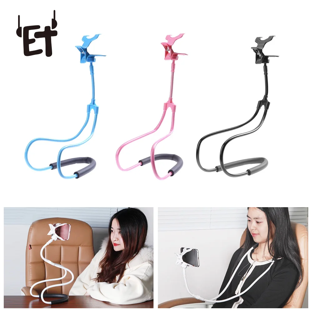 Goedkoop ET Flexibele Mobiele Telefoon Standhouder Hals Opknoping Lui Ketting Telefoon Houders voor iPhone Xiaomi Samsung Smartphone Selfie Bracket