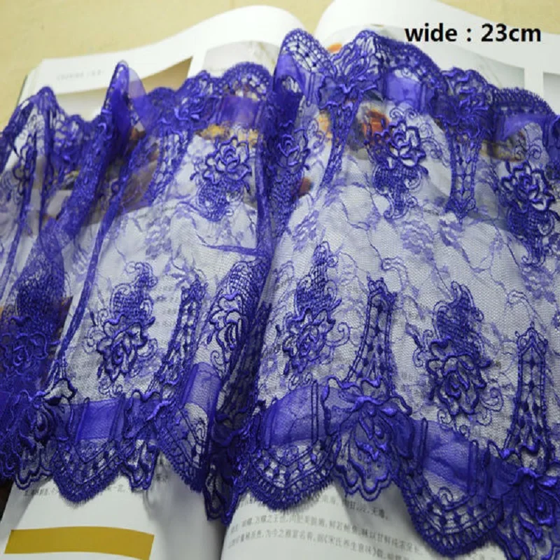 

Free shiping 23cm width-(2yards/lot)Royal blueEmbroidered lace lace trim for garments and wedding decoration