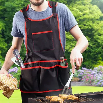 

Utility Work Apron with 16 Pockets Tool Apron Cross-Back Straps Adjustable Size, Fits Men & Women Protective and Waterproof