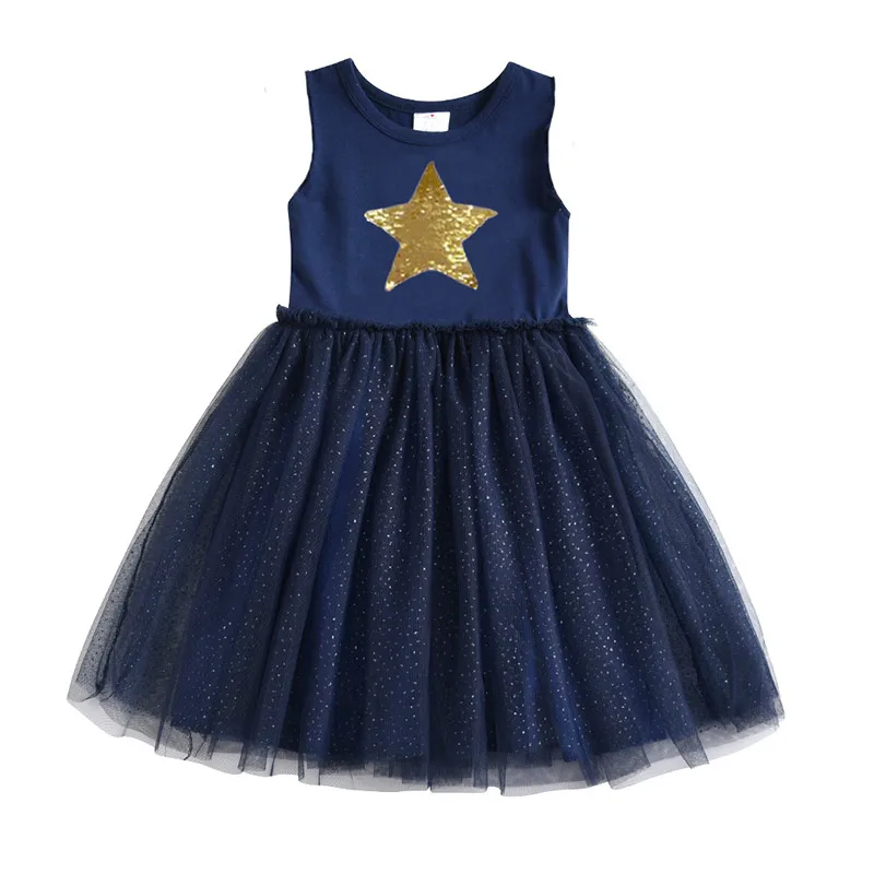Dxton Детское платье для девочек со звездами платье принцессы с блестками «бабочка», летнее платье без рукавов Одежда для малышей с персонажами из мультфильмов для девочек, детское платье для девочек - Цвет: RESH4505