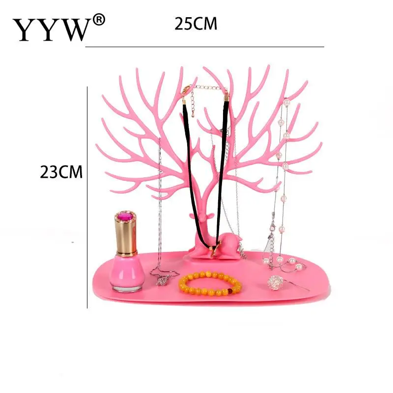 Многофункциональное пластиковое ожерелье цепочка браслет серьги держатель ювелирных изделий дисплей розовый белый ветка дерева стойки Вешалка 25 см