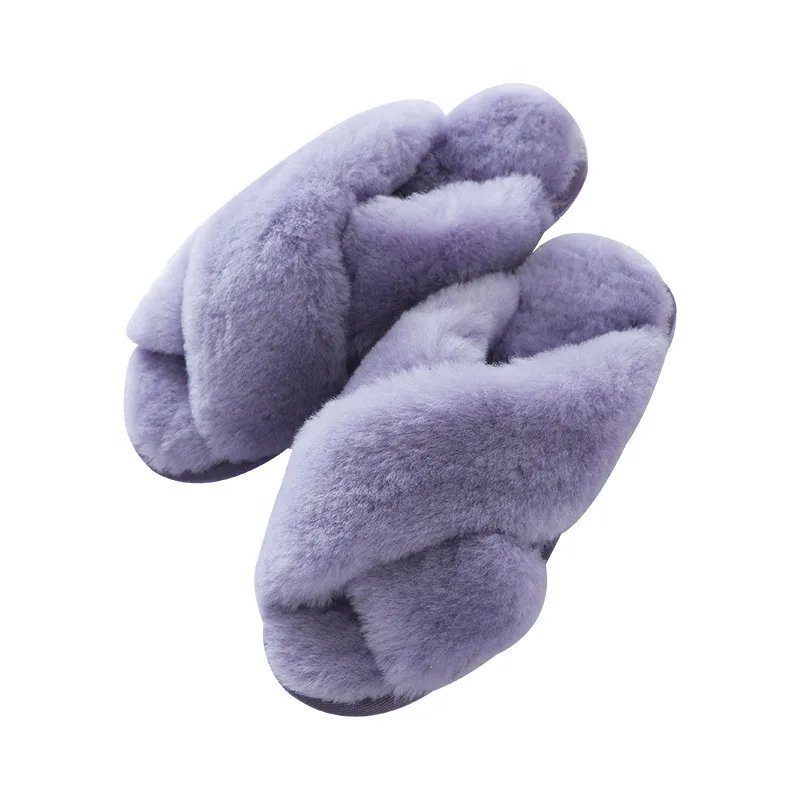 Real Wool 2022 Natural Sheepskin Home Slipper Winter Women Indoor Slippers Fur Slippers Wool Flip Flops Slipper Lady Home Shoes 