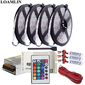 

RGB Led Strip Light 5050SMD 30Leds/m 24Keys IR Music RGB Led Controller Amplifier DC12V Led Transformer Power Supply Kit
