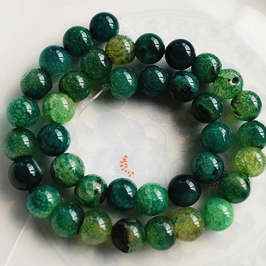 Natural Green Popcorn carnelian onyx agat Stone 6mm 8mm 10mm 12mm Round