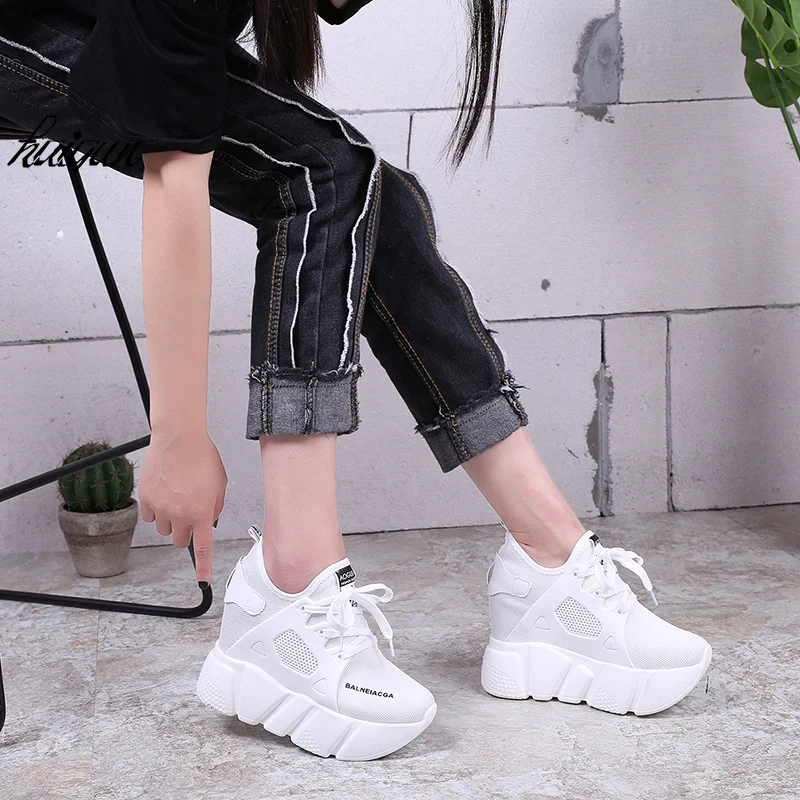 2019 New Women Height Increasing Sneakers Spring Summer Platform Wedge Heel Brand Lady Walking Shoes Red Black White 2019 New Women Height Increasing Sneakers Spring Summer Platform Wedge Heel Brand Lady Walking Shoes Red Black White