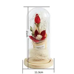 Красота цветок Стекло купол светодиодный освещения ваза с деревянной основе ночник домашнего декора комнаты подарок 2018 новая версия