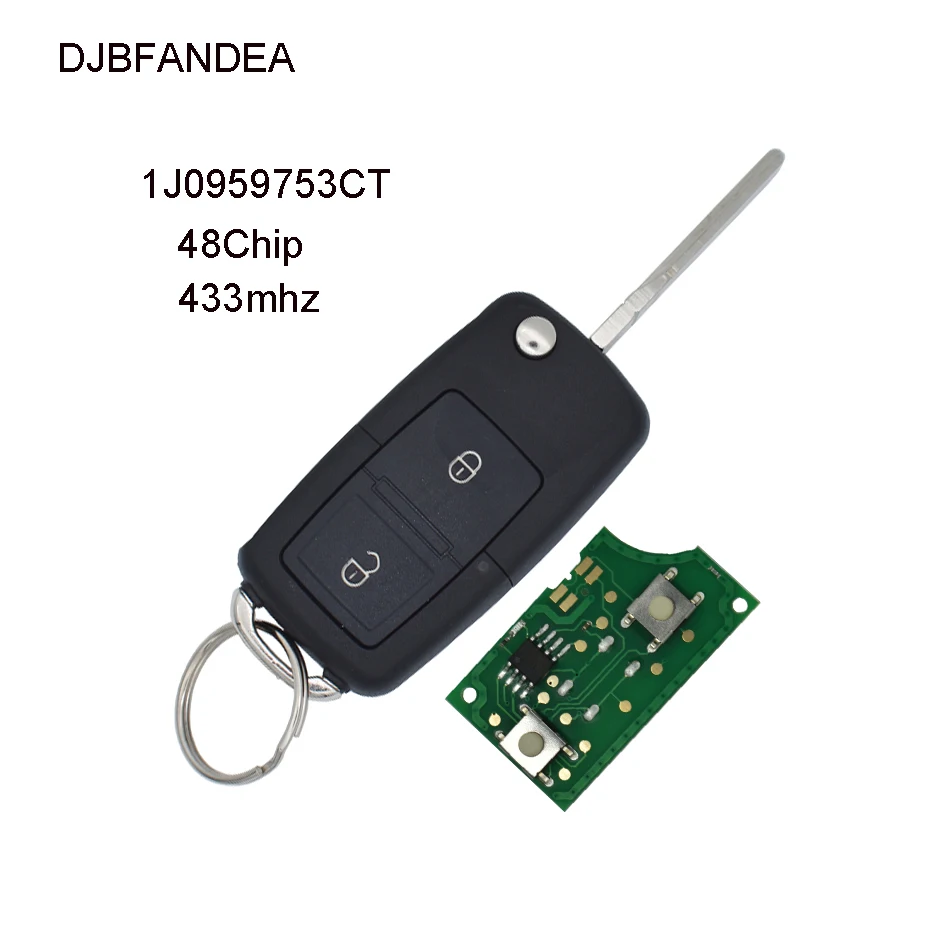 DJBFANDEA 2 кнопочный дистанционный Автомобильный ключ для VW Skoda Seat Golf IV New Beetle Passat 3BG Polo