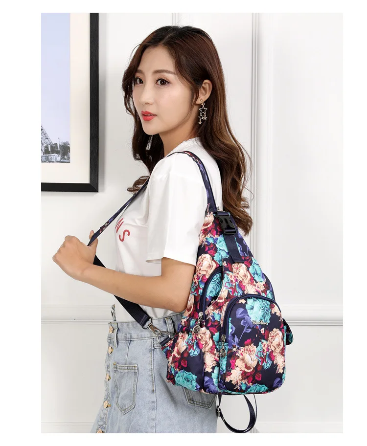 New Fashion Floral Printing Flower Shoulder Bag Crossbody Bags Chest Bags carteiras de cintura Multifunctional Women's Backpack