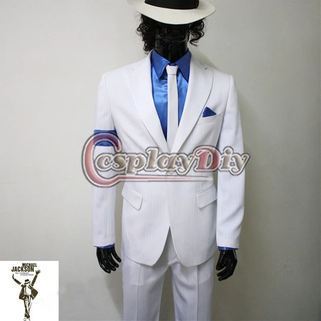 Michael Jackson Smooth Criminal White Suit Uniform Cosplay Concert