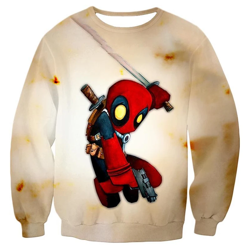 

Cloudstyle 2019 New CUte Superhero Deadpool Funny Sweatshirt Men 3D Printed Casual Sweatshirt Male Streetwear Plus Size 5XL