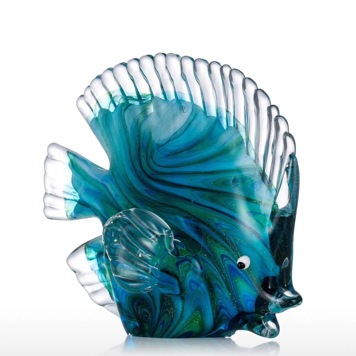 Buy Blue Glass Fish Statuettes Tropical Figurine Home