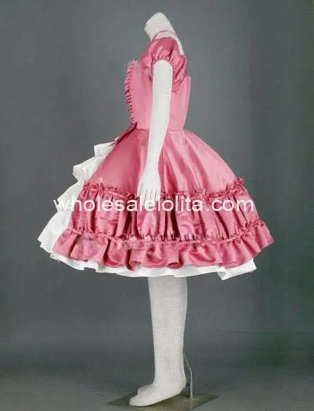 Милое розовое и белое платье принцессы с короткими рукавами, милое платье лолиты, бальное платье, готическое платье лолиты