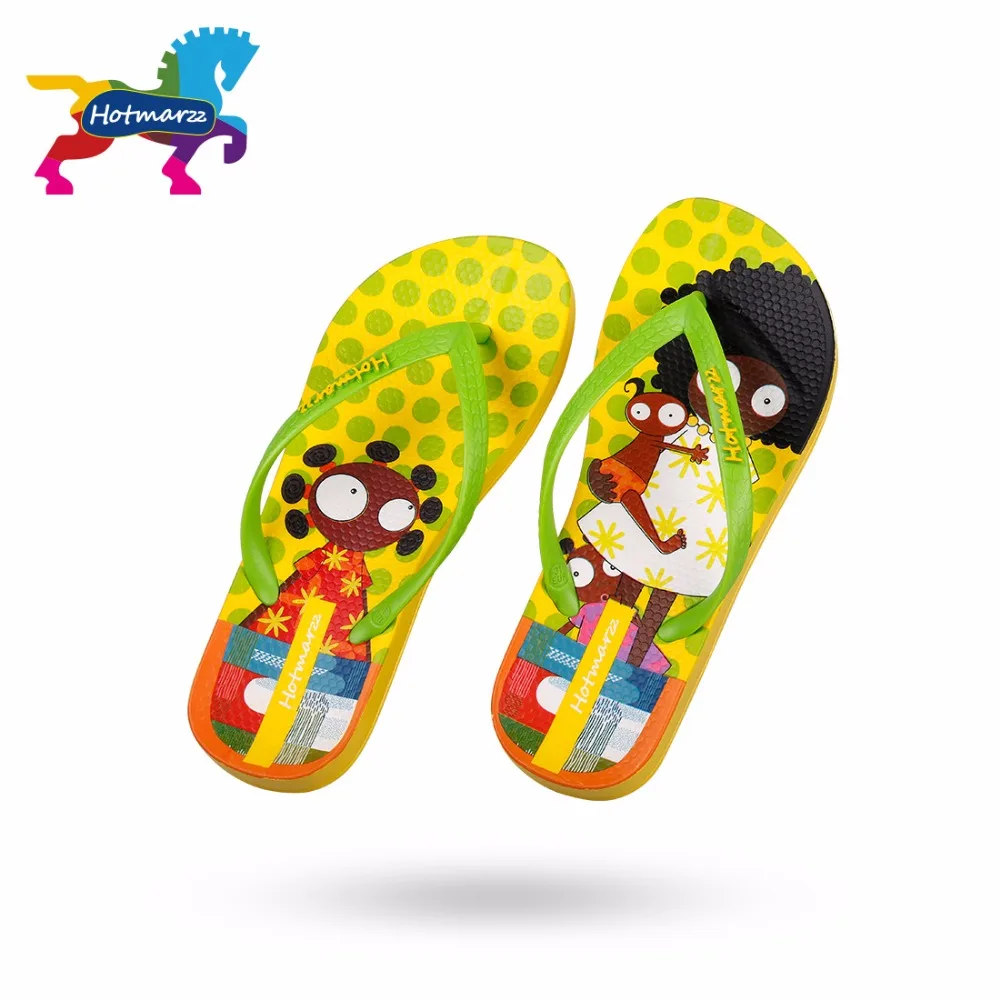 Hotmarzz/Детские Вьетнамки с рисунком; цветные пляжные сандалии; шлепанцы без застежки