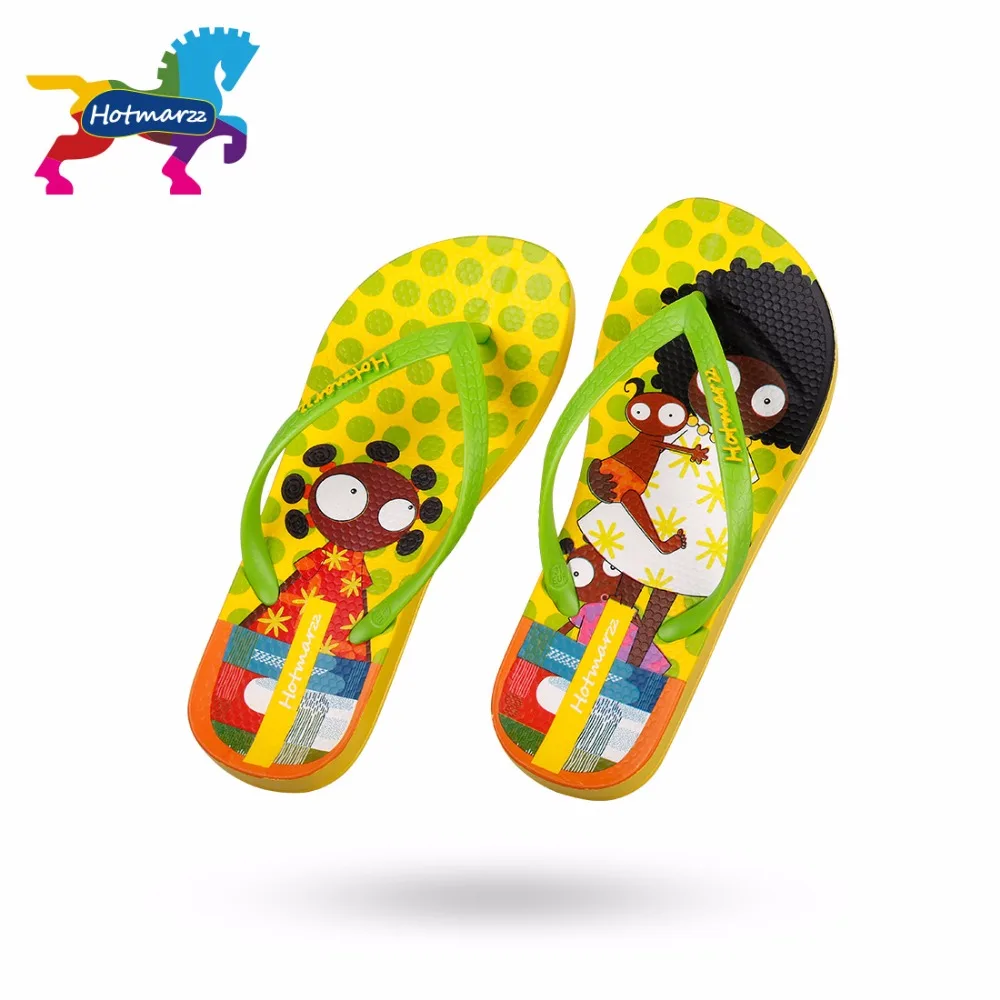 Hotmarzz Kids Flip Flops Cartoon Pattern Colorful Beach Sandals Slip-On Slippers