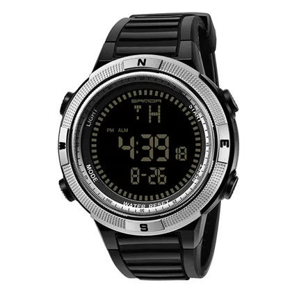 SANDA Роскошные Брендовые мужские военные спортивные часы для дайвинга 30 м цифровой светодиодный часы мужские модные повседневные электронные наручные часы Relojes - Цвет: Серебристый