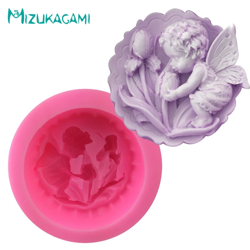 

3D Large Angel Baby Kisses Flower Earth Shape Sugar Food Grade Silicone Soap Mold Chocolate Sugar Craft Jello Jelly MJ-00944