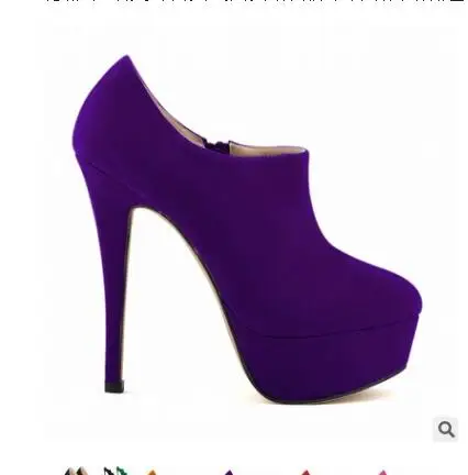 Loslandifen/женские вечерние ботинки из флока на высоком каблуке; модные замшевые ботильоны на платформе; сезон весна-осень; большие размеры 35-42 - Цвет: purple flock
