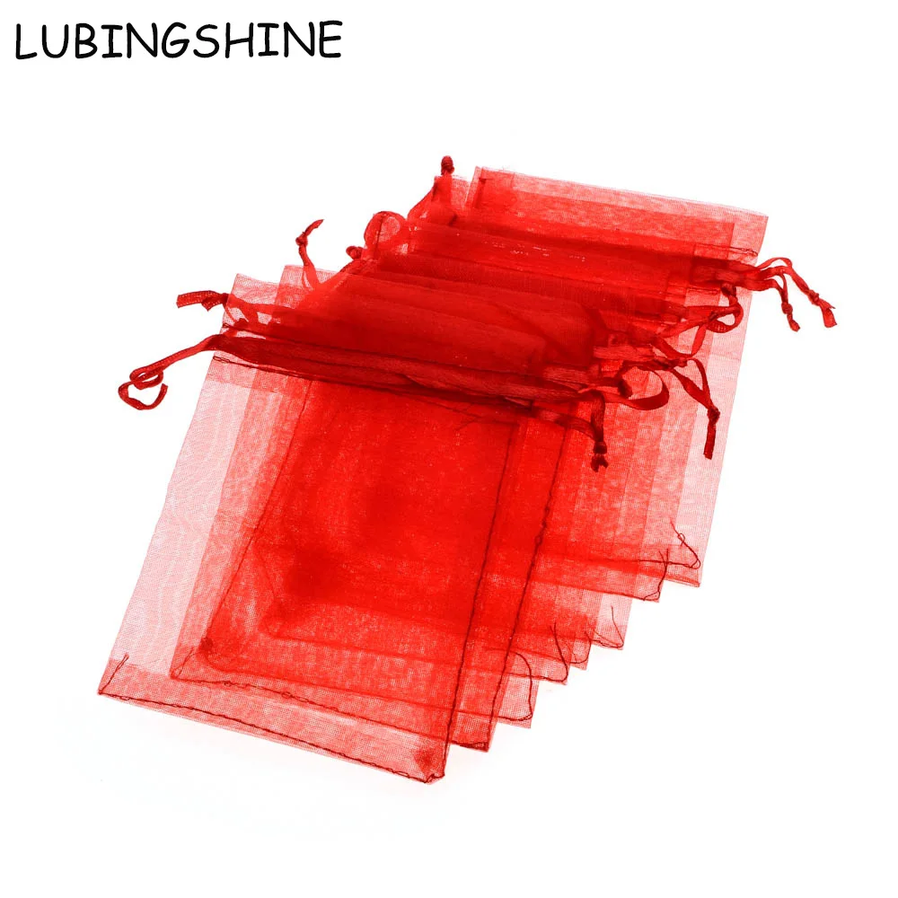 

LUBINGSHINE 50PCS Organza Bags Wedding Christmas Gift Pouches Fashion Jewelry Packaging Bag Party Decoration 5x7 7x9 9x12CM