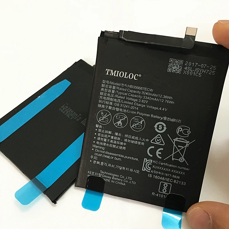 

TMIOLOC New HB356687ECW 3340mAh Battery with glue sticker For Huawei Honor 7X BND-L21 BND-L22 BND-AL10 BND-TL10 Mate SE BND-L24