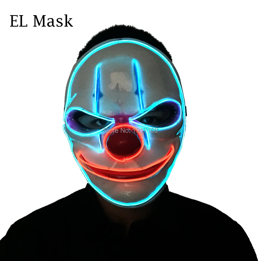 Wholesale 10 pcs Halloween Clown mask LED masks EL wire mask Neon Light