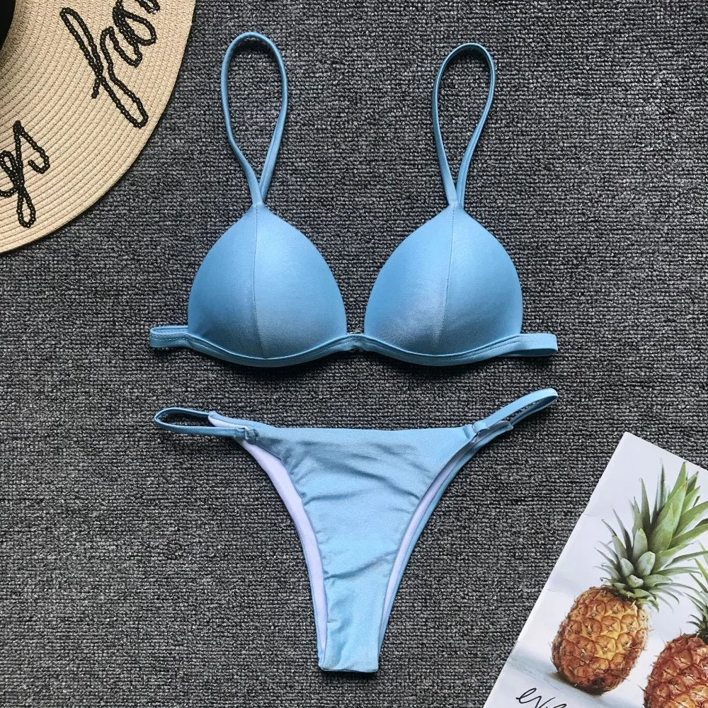 Sexy Mini Yellow Micro Bikini Swimsuit High Waist Triangle Thongs Push Up Female Swimwear Brazilian bikini 2019 Bathing Suit2
