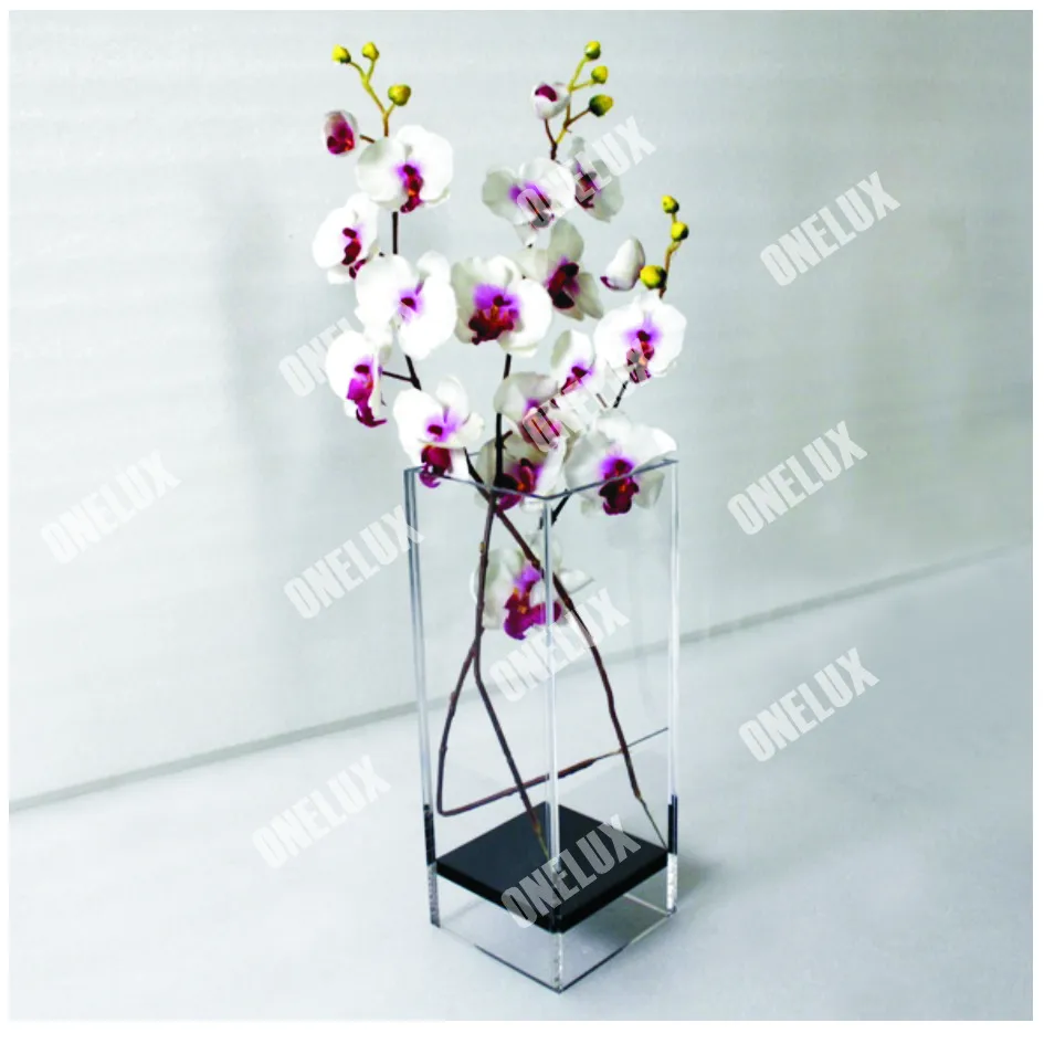 Perfect Clear Large Acrylic Square Vase Floral Arranging Holder In