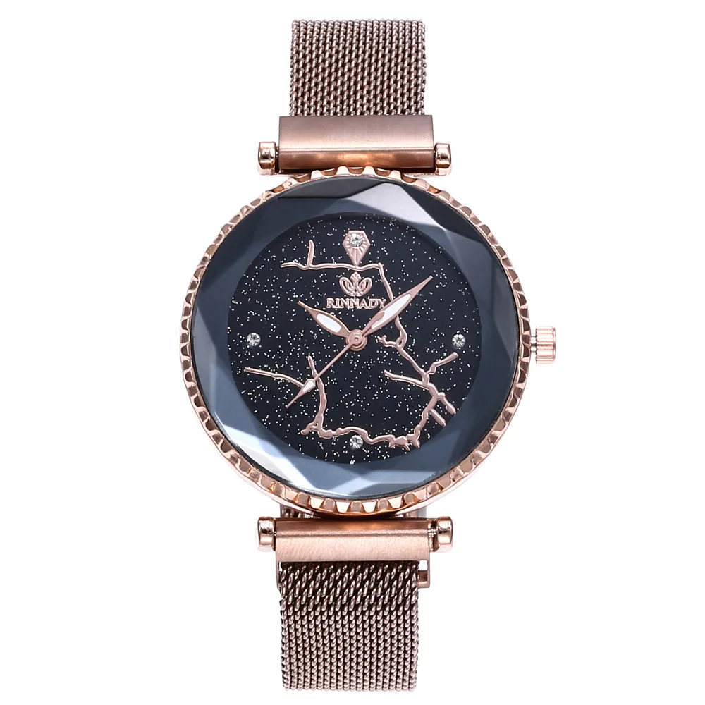 

Luxury Women Watches Fashion Elegant Magnet Buckle Vibrato Purple Ladies Wristwatch 2019 New Starry Sky Roman Numeral Gift Clock