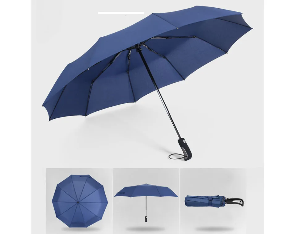Full Automatic Oversize Reinforced Umbrella Three Folding Male Female Umbrella Rain Women Windproof Folding parasols umbrellas (6)