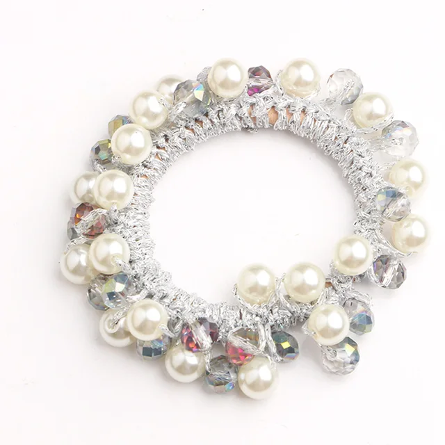 Korean style pearl beaded hair ties Scrunchies Elastic hairband Ponytail Holders women  Hair Rope Rubber gum Hair Accessories 6