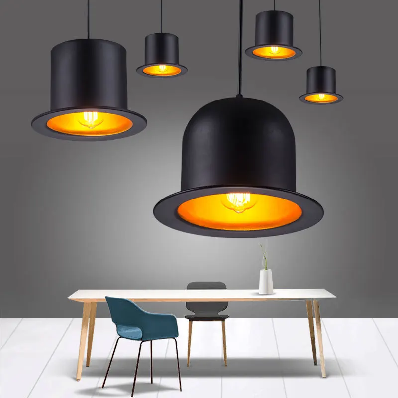 Modern Black Hat Pendant Light British Chaplin Cap Pendant Lamp Bar Restaurant Suspension Drop Pendant Light (1)