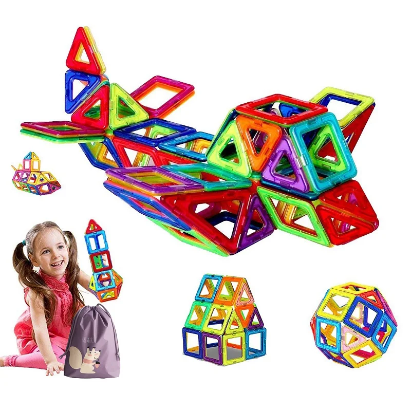 

66pcs Magnetic Designer Blocks Building & Construction Toy Big Size Magnetic Tiles Game Educational Toys For Children Kids Gifts