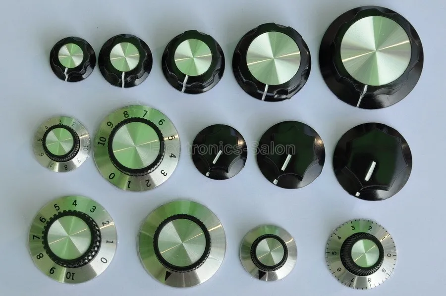 14 Types Knob Assortment Kit, for 1/4" Round Shaft Potentiometer or