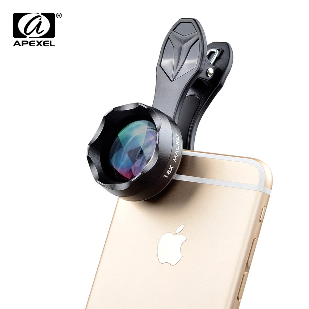 APEXEL 18X ماكرو عدسة المهنية سوبر ماكرو العدسات كاميرا الهاتف المحمول ل فون سامسونج Xiaomi HTC مع العالمي كليب