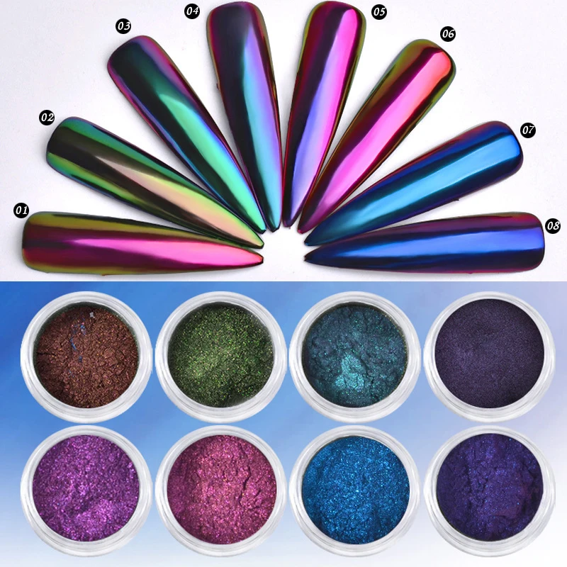 

1 Box 0.3g Chameleon Mirror Nail Glitters Powder DIY Nail Chrome Pigment Dust Manicure Nail Art Decoration Tools