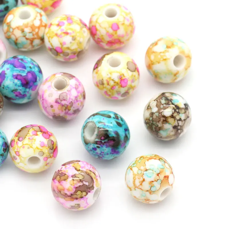 

DoreenBeads Acrylic Spacer Beads Ball Mixed Pattern Pattern About 14mm( 4/8") Dia, Hole: Approx 3.6mm, 8 PCs new