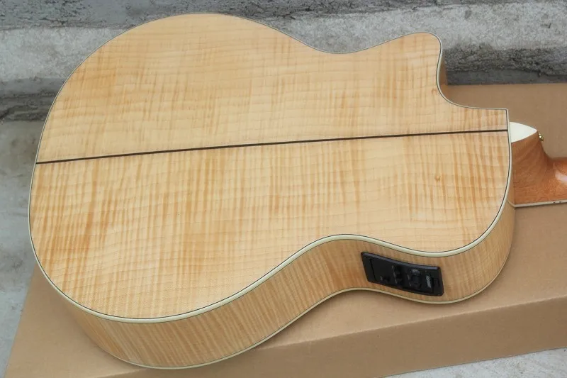 Заводская Заказная 4" cutaway натуральная акустическая электрогитара с Fishman 101 Pickup solid Spurce top tiger Maple back side