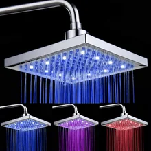 Temperature Sensor Led Shower Head RGB Light Led Rainfall Shower Square ABS Chrome Plated 3 Color Shower Sprinkle for Bathroom 1 pcs mrosaa bathroom shower head g1 2 led rgb temperature sensor 3 colors changing rainfall top shower showerheads sprayer